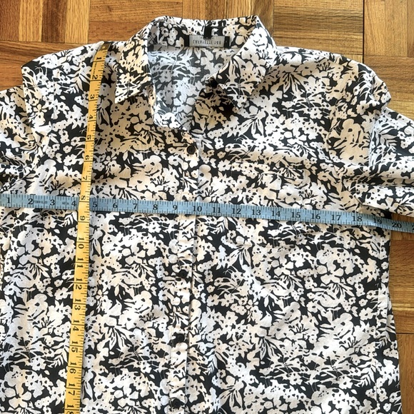 💕Lafayette 148 Blk/Wht Graphic Floral Print Cotton Button Up Shirt 6 EUC - Picture 8 of 11